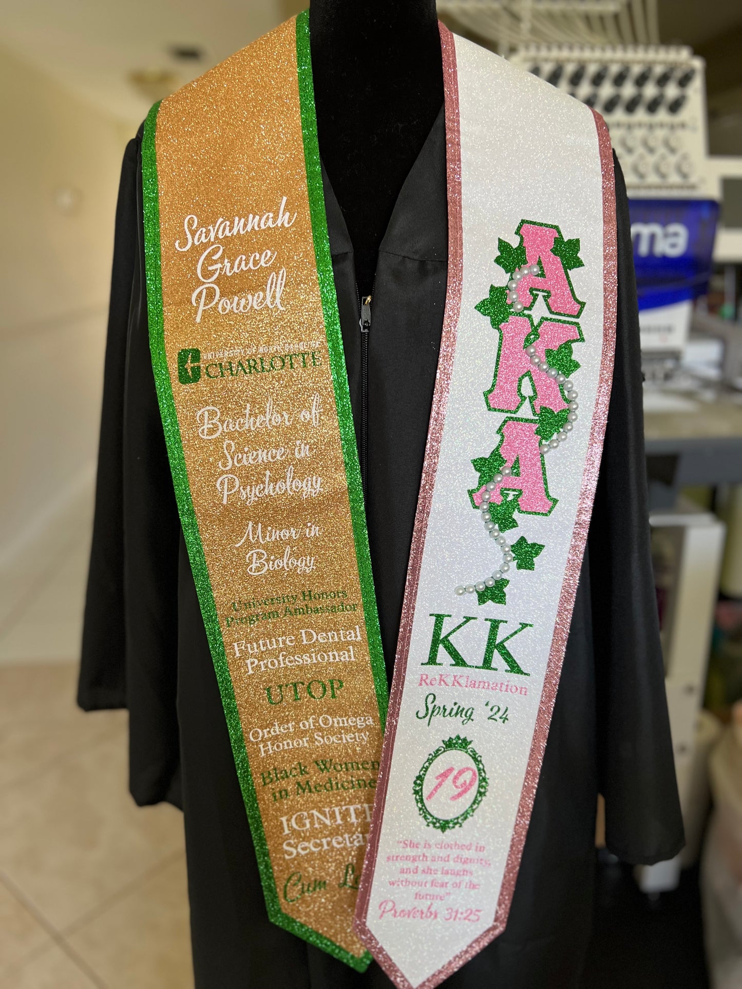 Fully Glittered Custom Graduation Stole