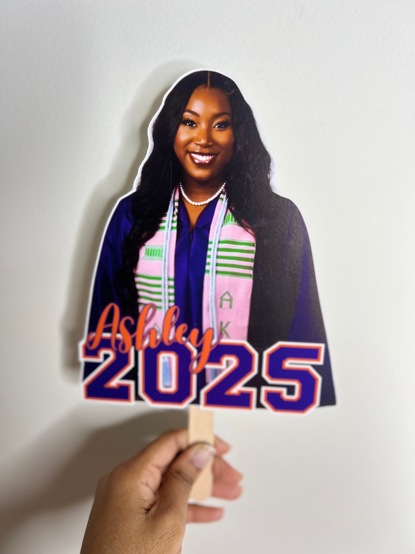 Personalized Graduation Fans | Class of 2025 & 2026 | Custom Head Cutouts with Wooden Handles | Grad Party Big Head Props Face on a Stick Fans