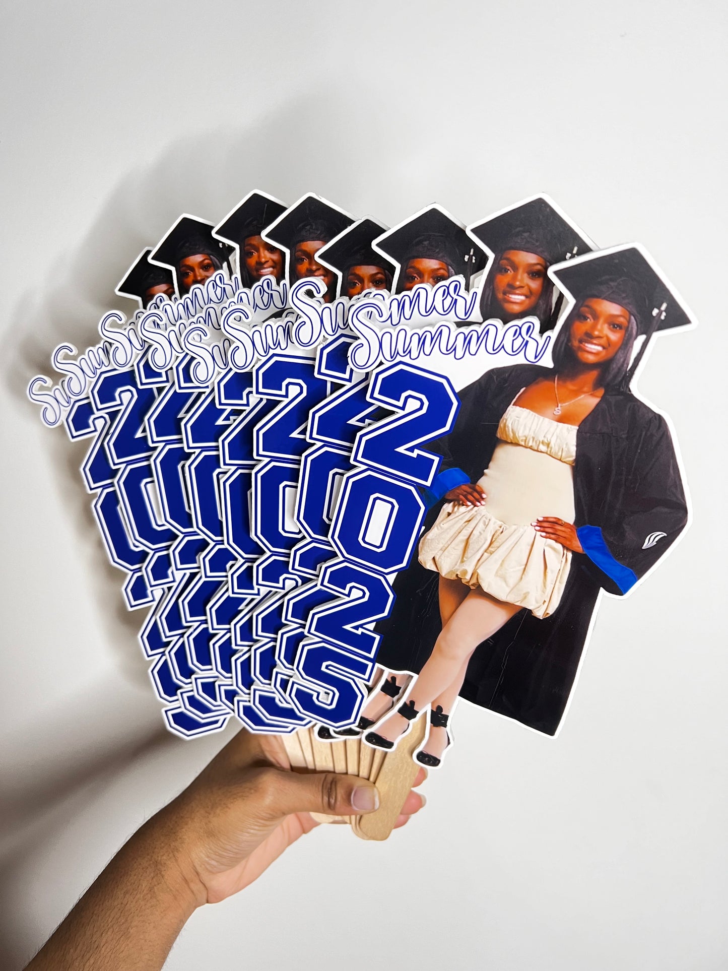 Personalized Graduation Fans | Class of 2025 & 2026 | Custom Head Cutouts with Wooden Handles | Grad Party Big Head Props Face on a Stick Fans