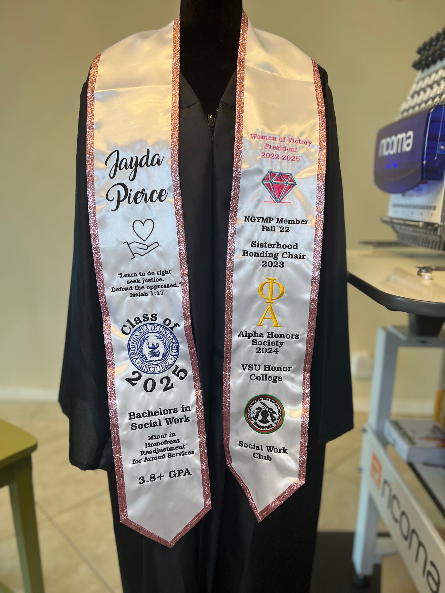 Embroidery Graduation Stole