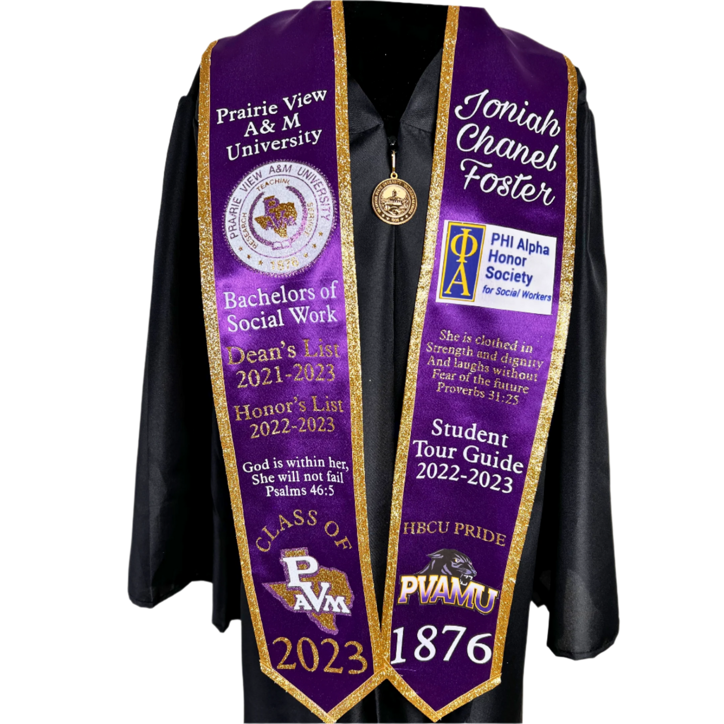 Custom Pointed-end 72" Graduation Stole